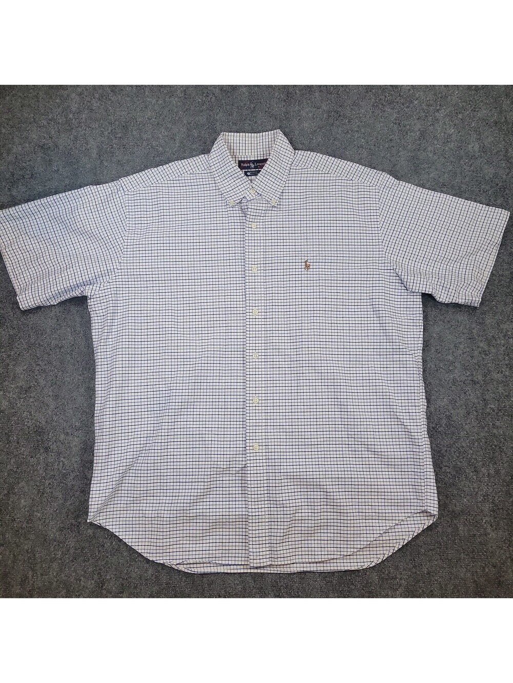 Polo Ralph Lauren Blake Shirt Mens Large Blue Plaid Tattersall Check Button 515